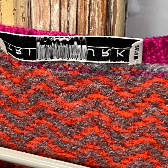 Trina Turk Wool Zigzag Crew Neck Sweater - Pink, Orange, and Gray - Picture 7 of 8